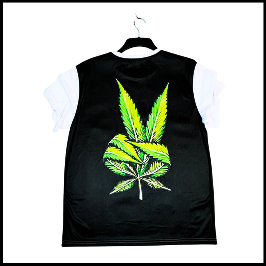 Munro Mental tshirt Origins Explained Bagpipes back view with stylised leaf artwork