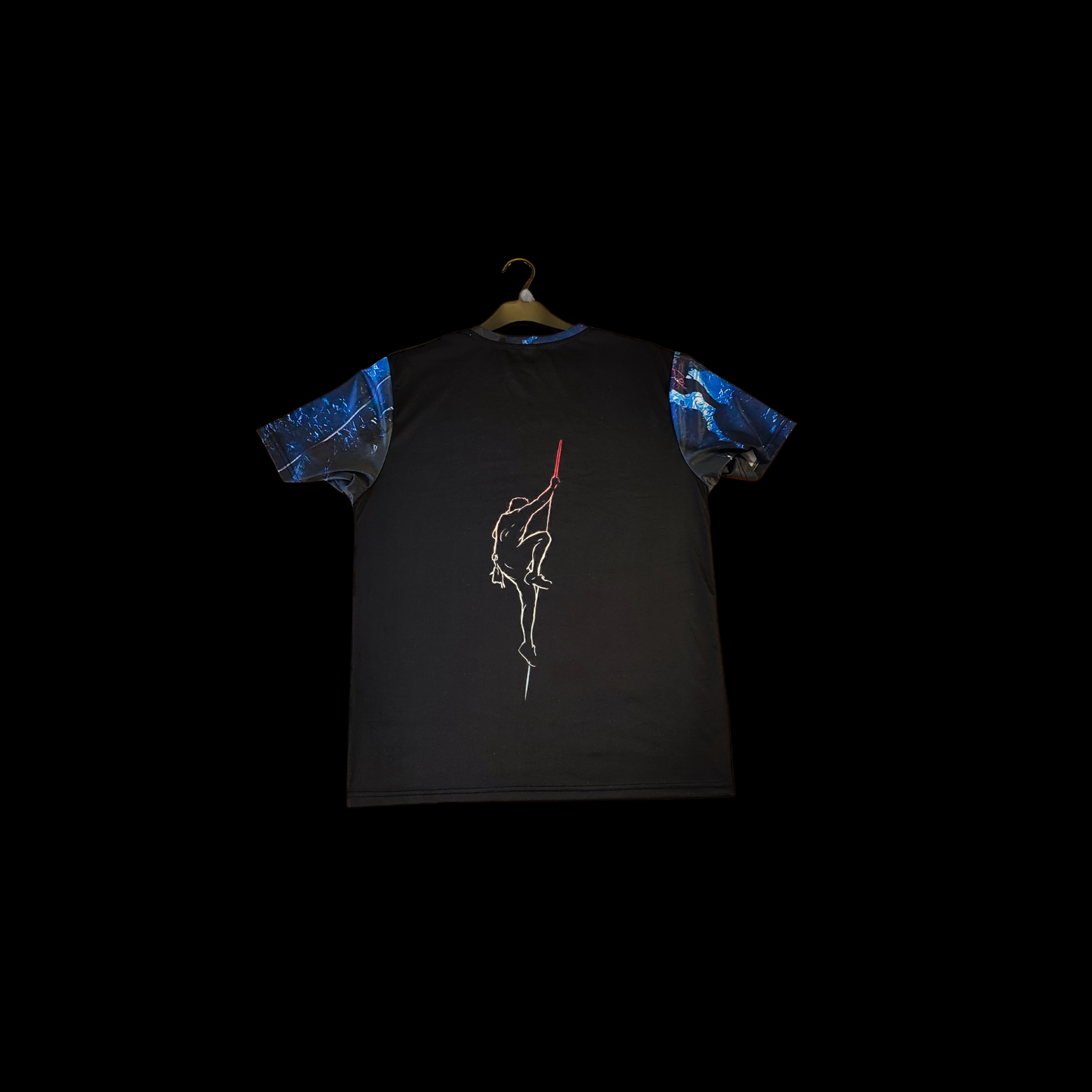 Munro Mental Tshirt The Cave back detail with rope climber illustration