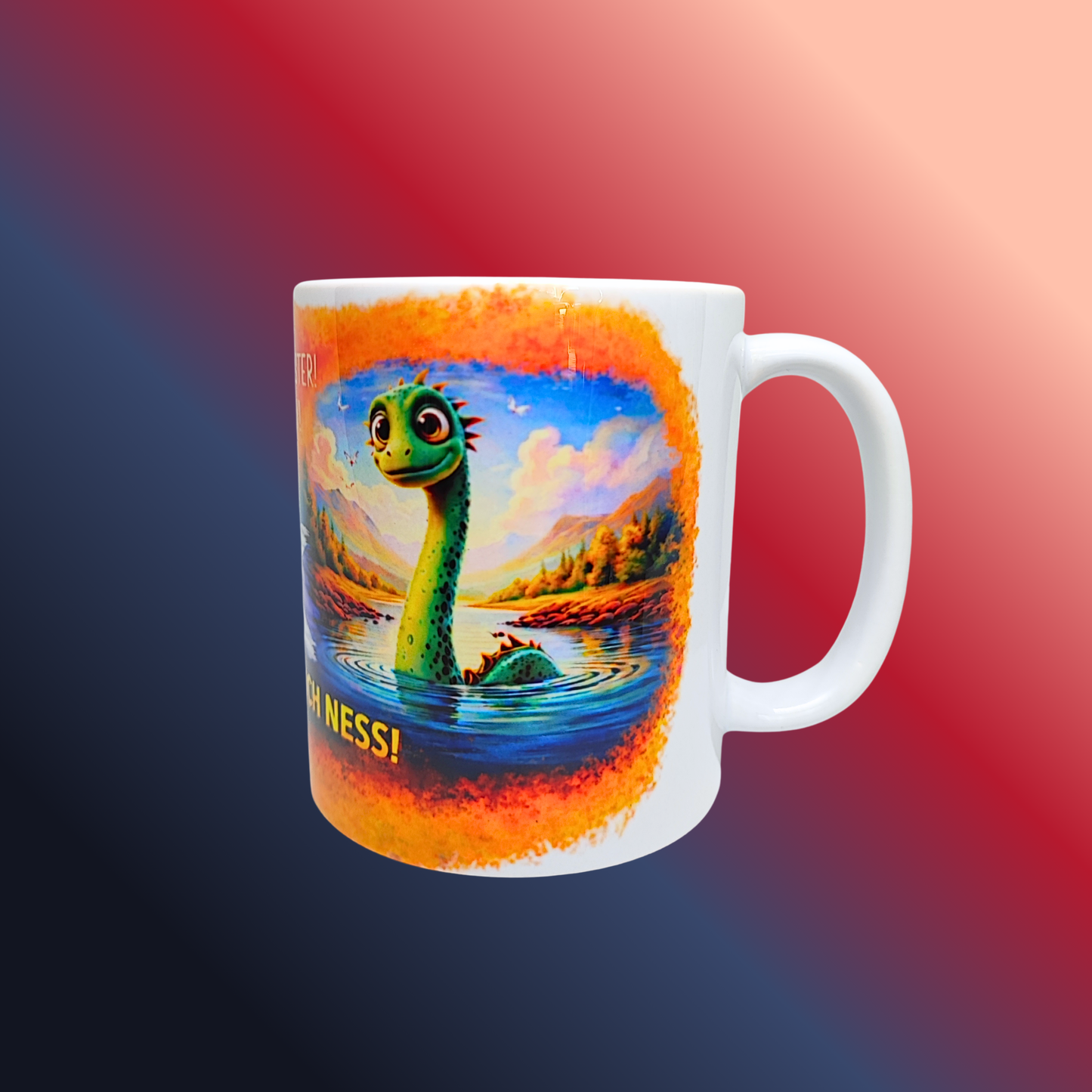 Adorable "I Am Just Shy" Loch Ness Monster Mug