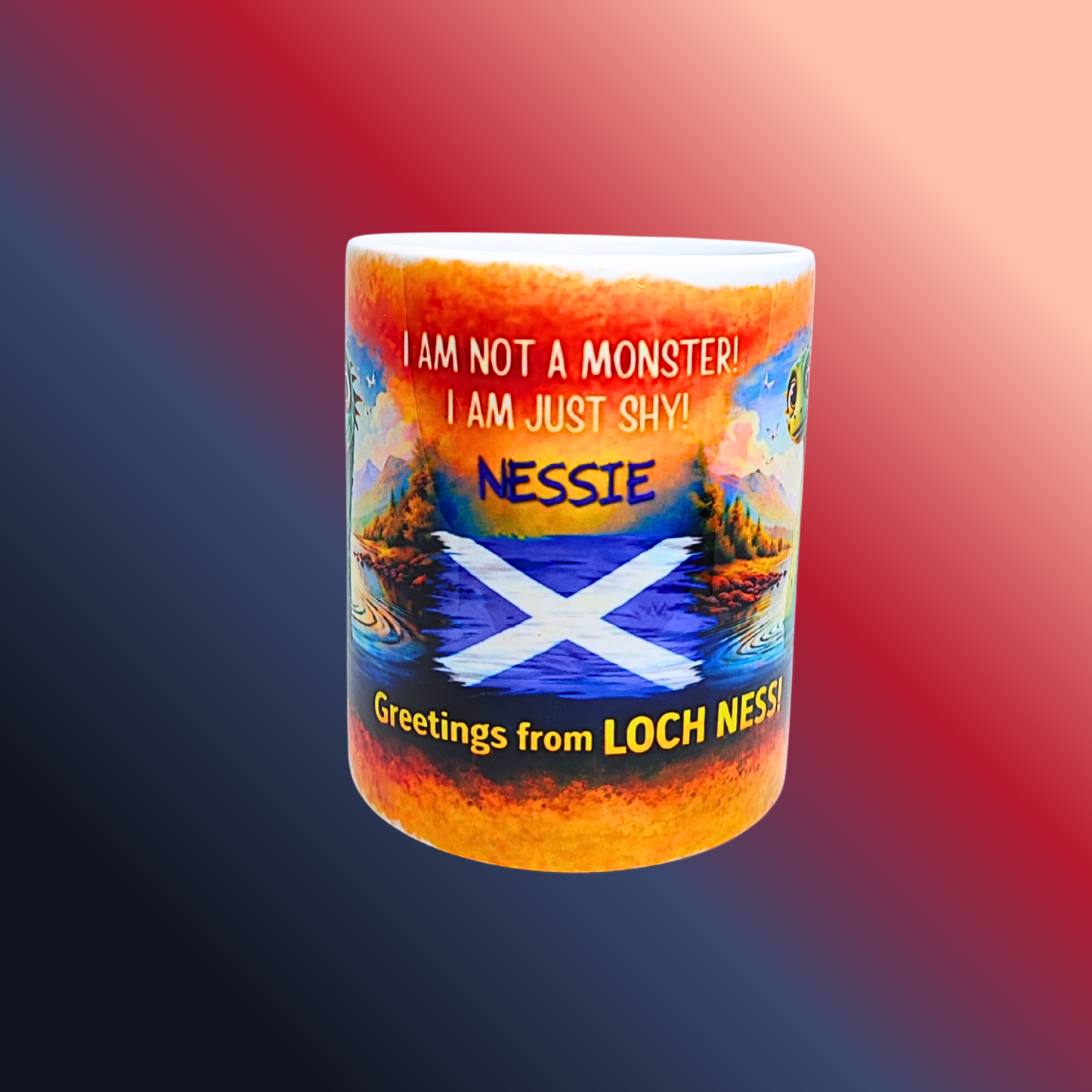 Adorable "I Am Just Shy" Loch Ness Monster Mug