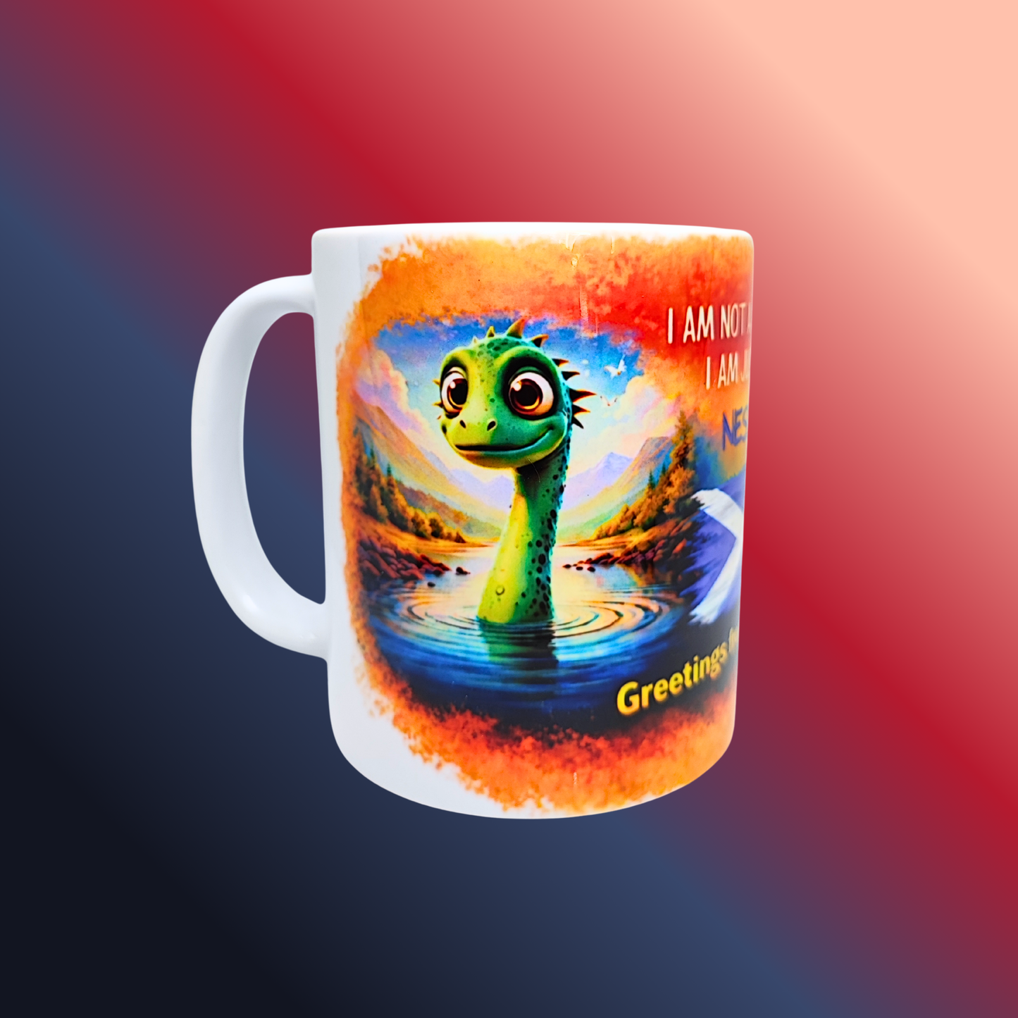 Adorable "I Am Just Shy" Loch Ness Monster Mug