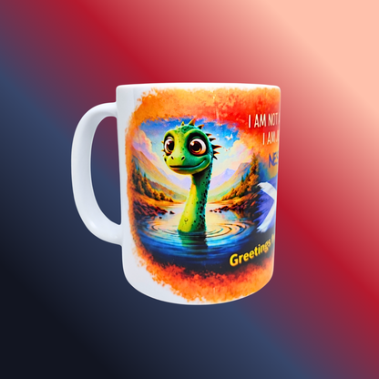 Adorable "I Am Just Shy" Loch Ness Monster Mug