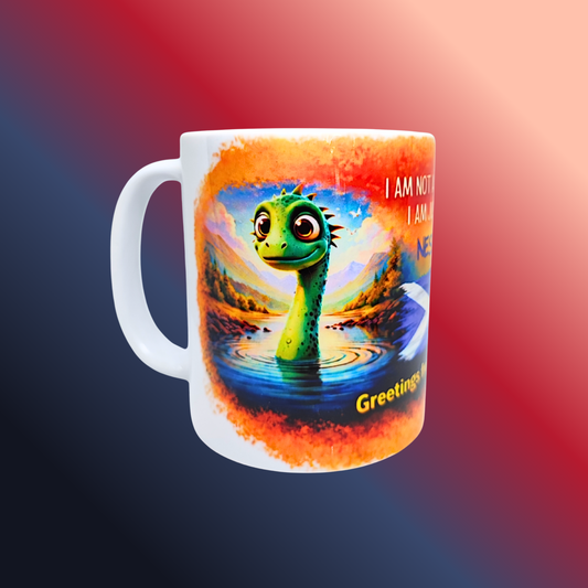 Adorable "I Am Just Shy" Loch Ness Monster Mug