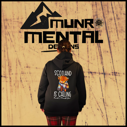 Munro Mental hoodie Scotland Is Calling worn by model  back view