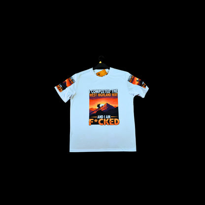 96 Miles Later West Highland Way t-shirt front print detail
