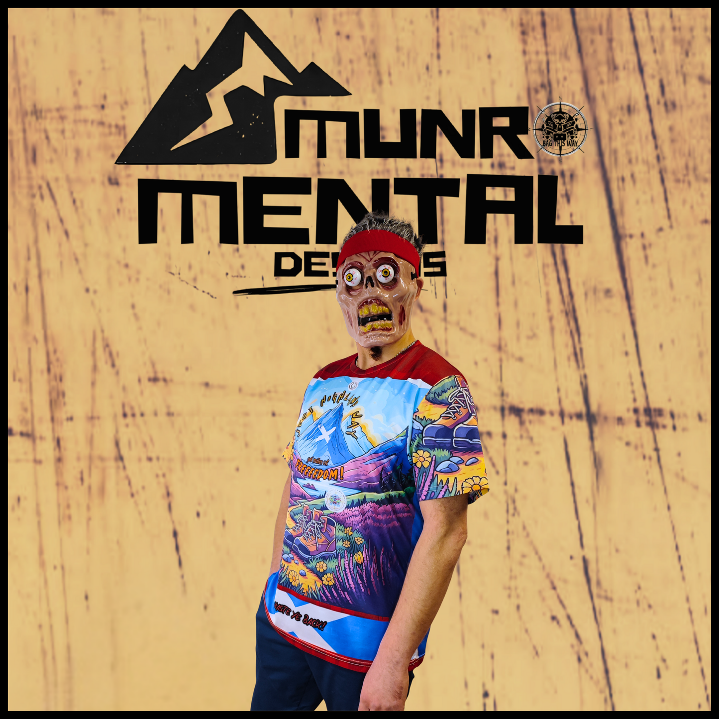 Munro Mental “96 Miles of Freedom ” t-shirt – West Highland Way collection, model right view

