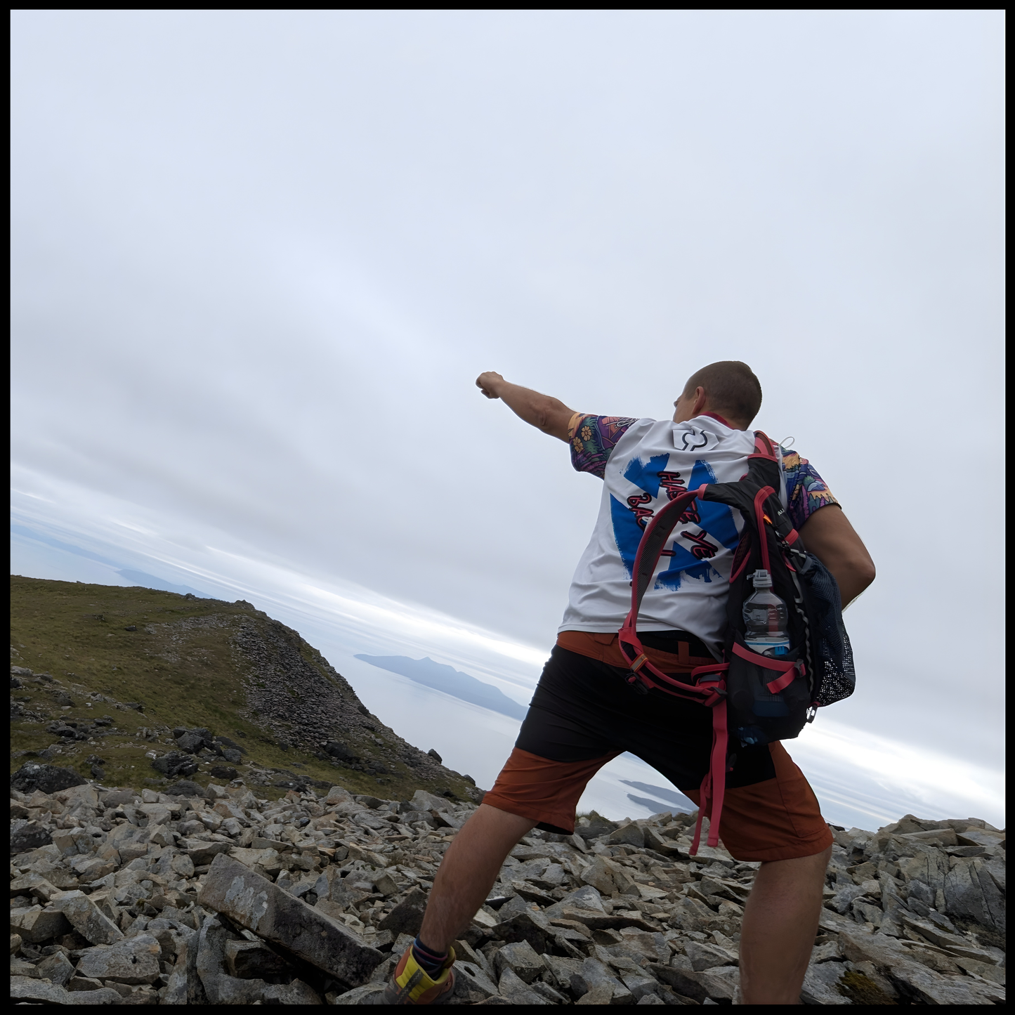 Munro Mental “96 Miles of Freedom” t-shirt outdoor back view – on West Highland Way
