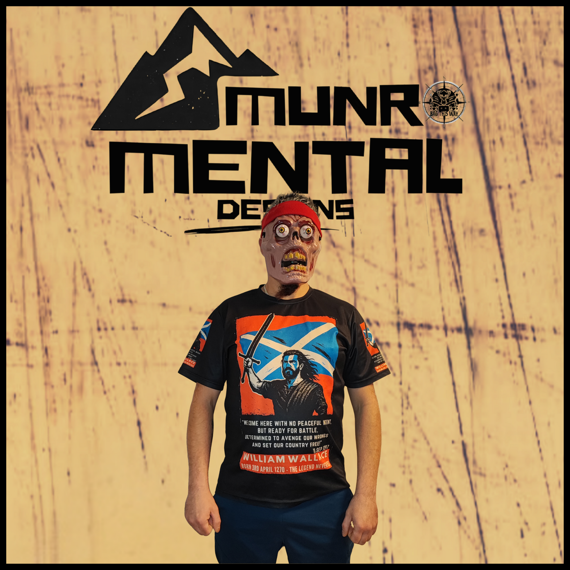 Model wearing Battle of Stirling Bridge t-shirt front view