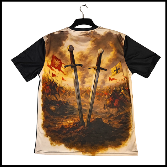 Munro Mental “Bitwa pod Grunwaldem 1410” t-shirt – back view with naked swords
