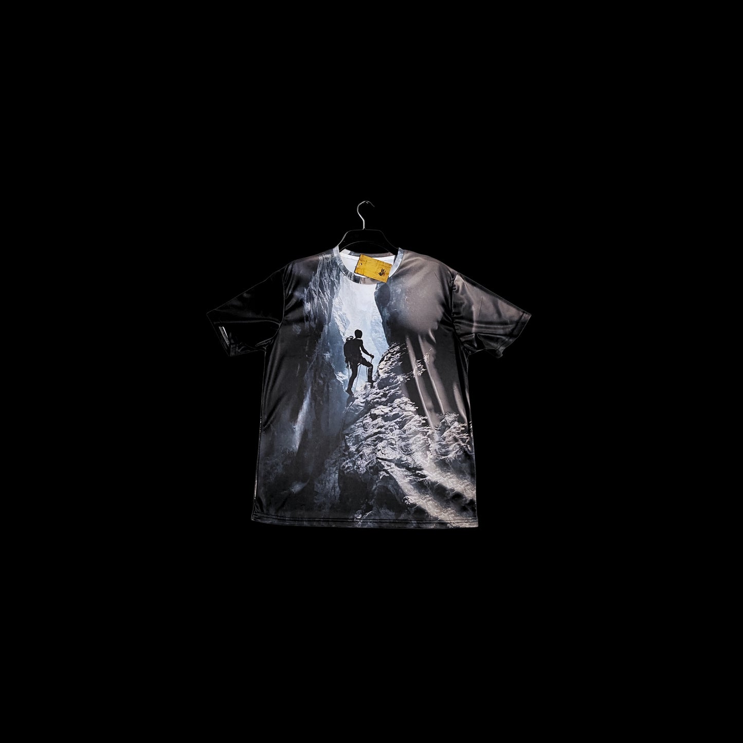 Munro Mental Tshirt Into The Light front detail showing light and shadow contrast
