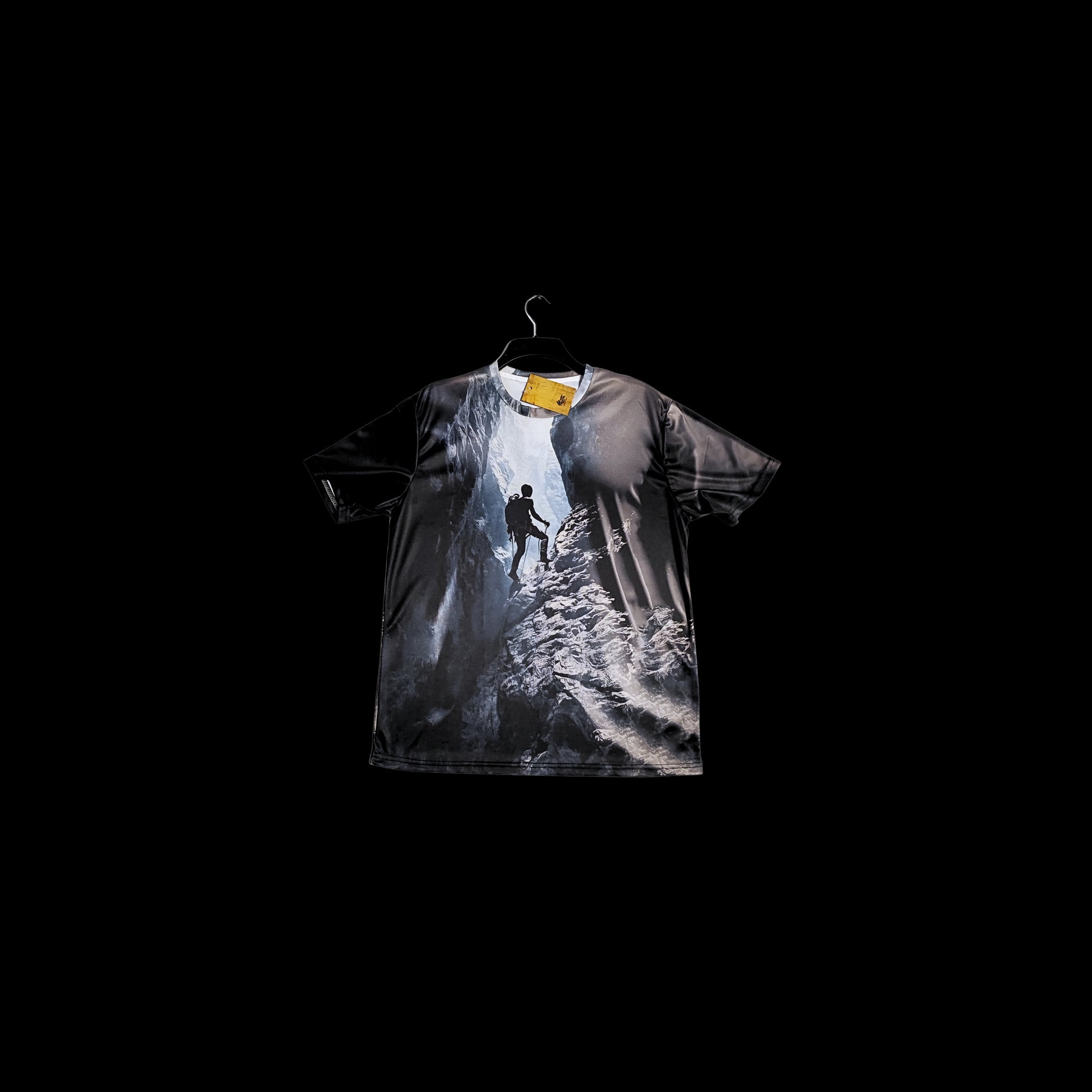 Munro Mental Tshirt Into The Light front detail showing light and shadow contrast
