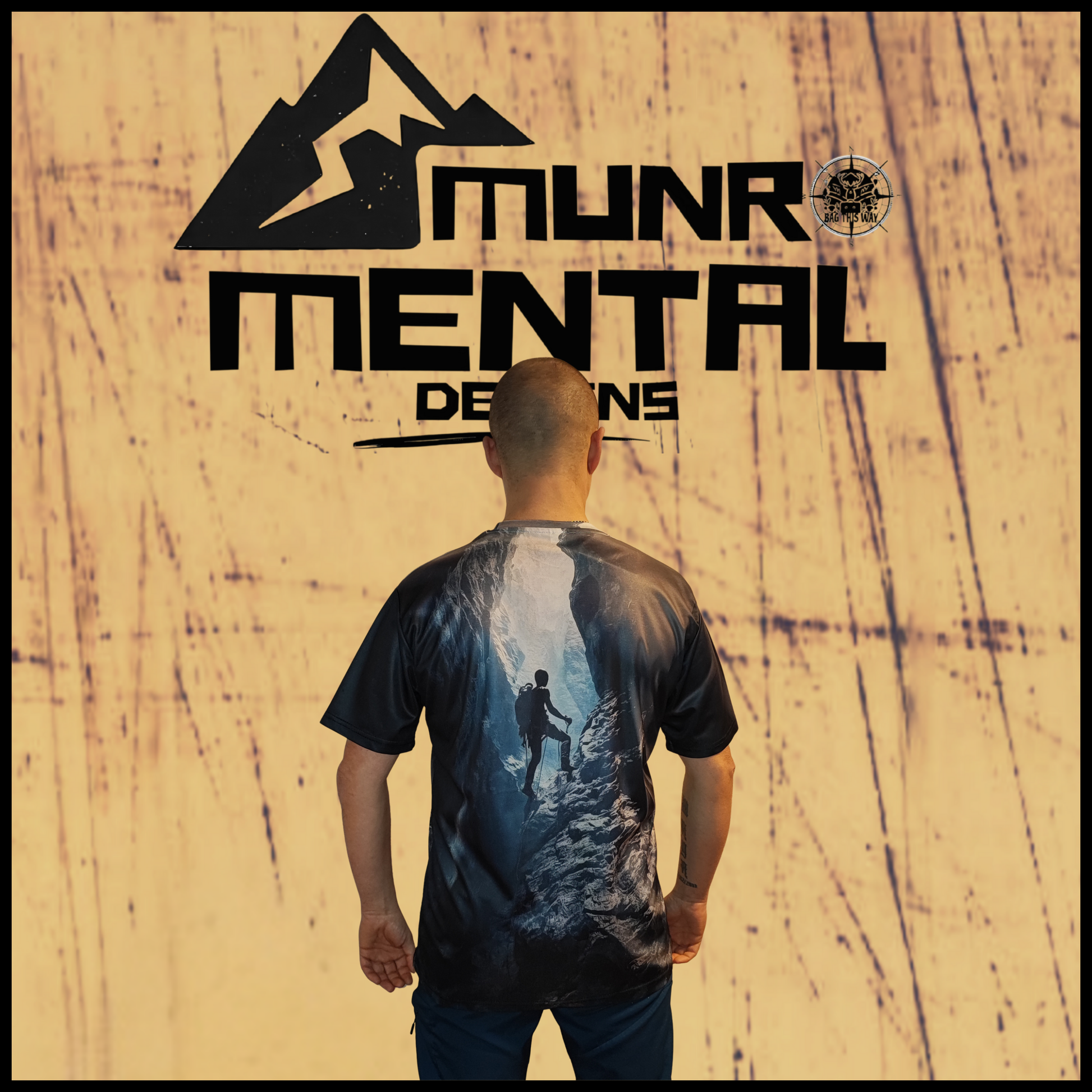 Munro Mental Tshirt Into The Light worn by model back view
