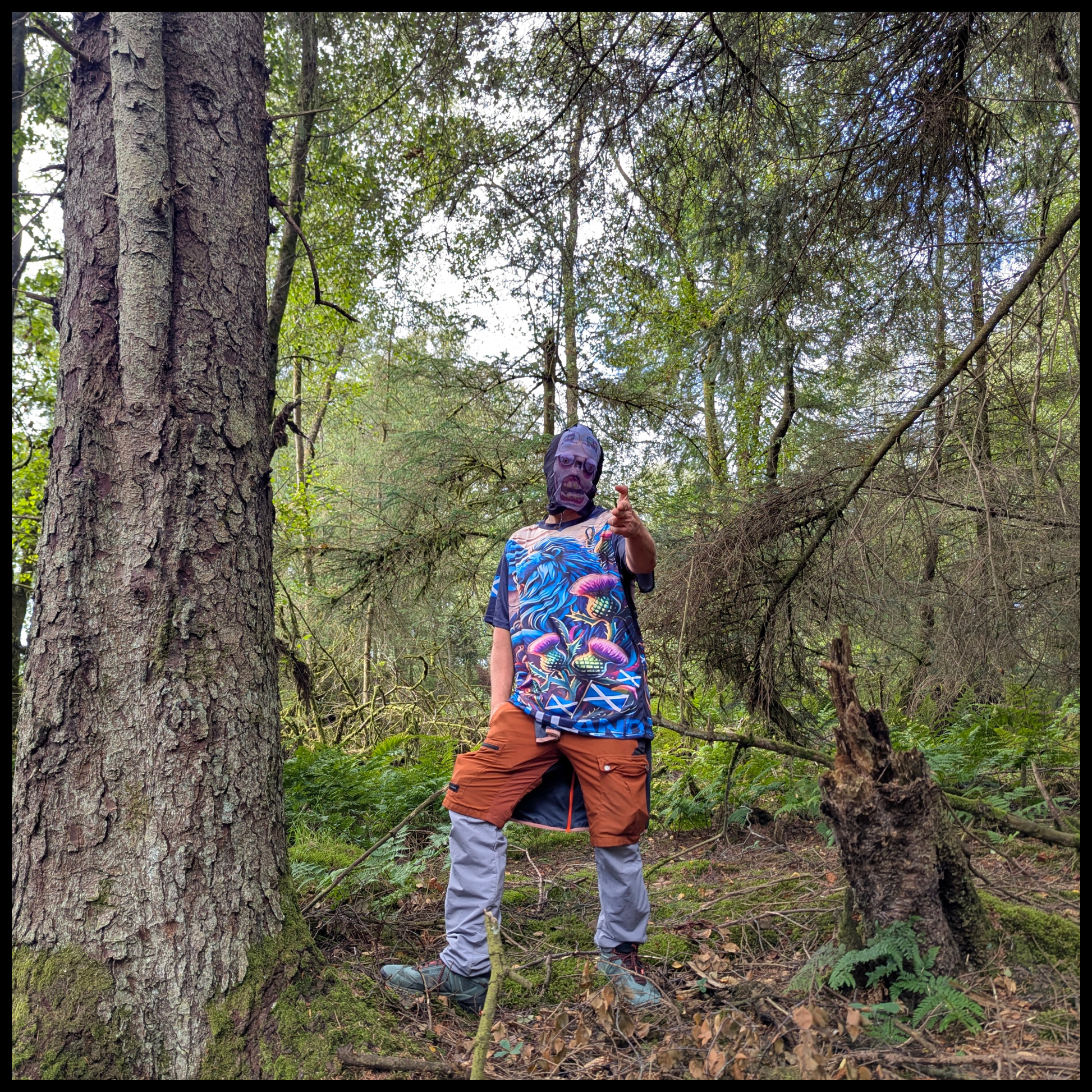 Munro Mental “Highland Lion” t-shirt – outdoor view on model
