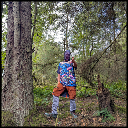 Munro Mental “Highland Lion” t-shirt – outdoor view on model
