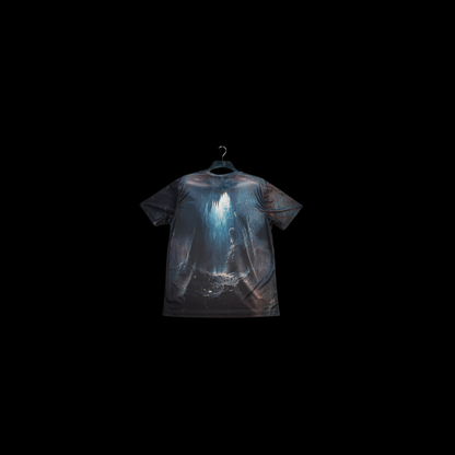 Munro Mental Tshirt Into the Deep back detail showing deep cave artwork
