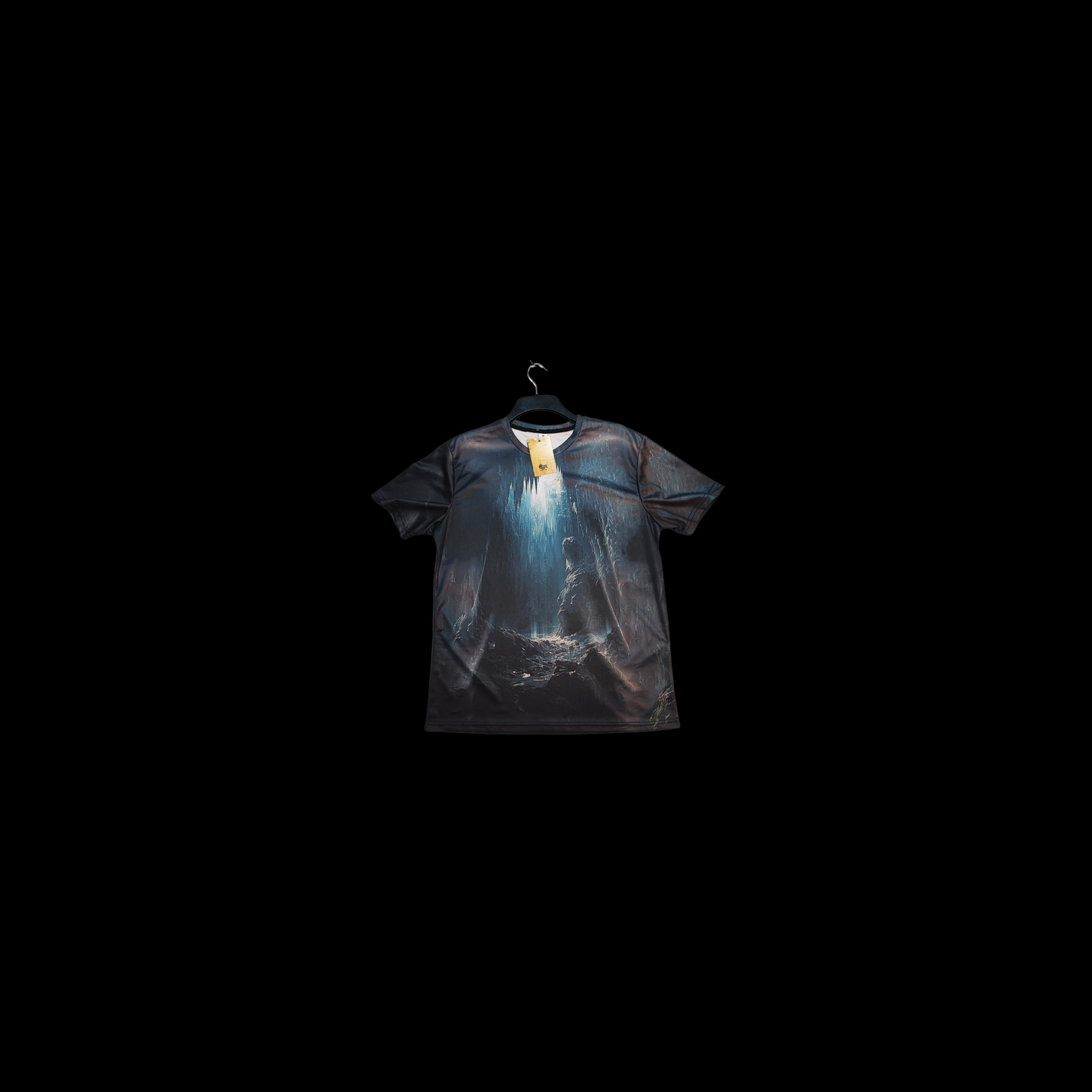 Munro Mental Tshirt Into the Deep front detail with cave depth graphic
