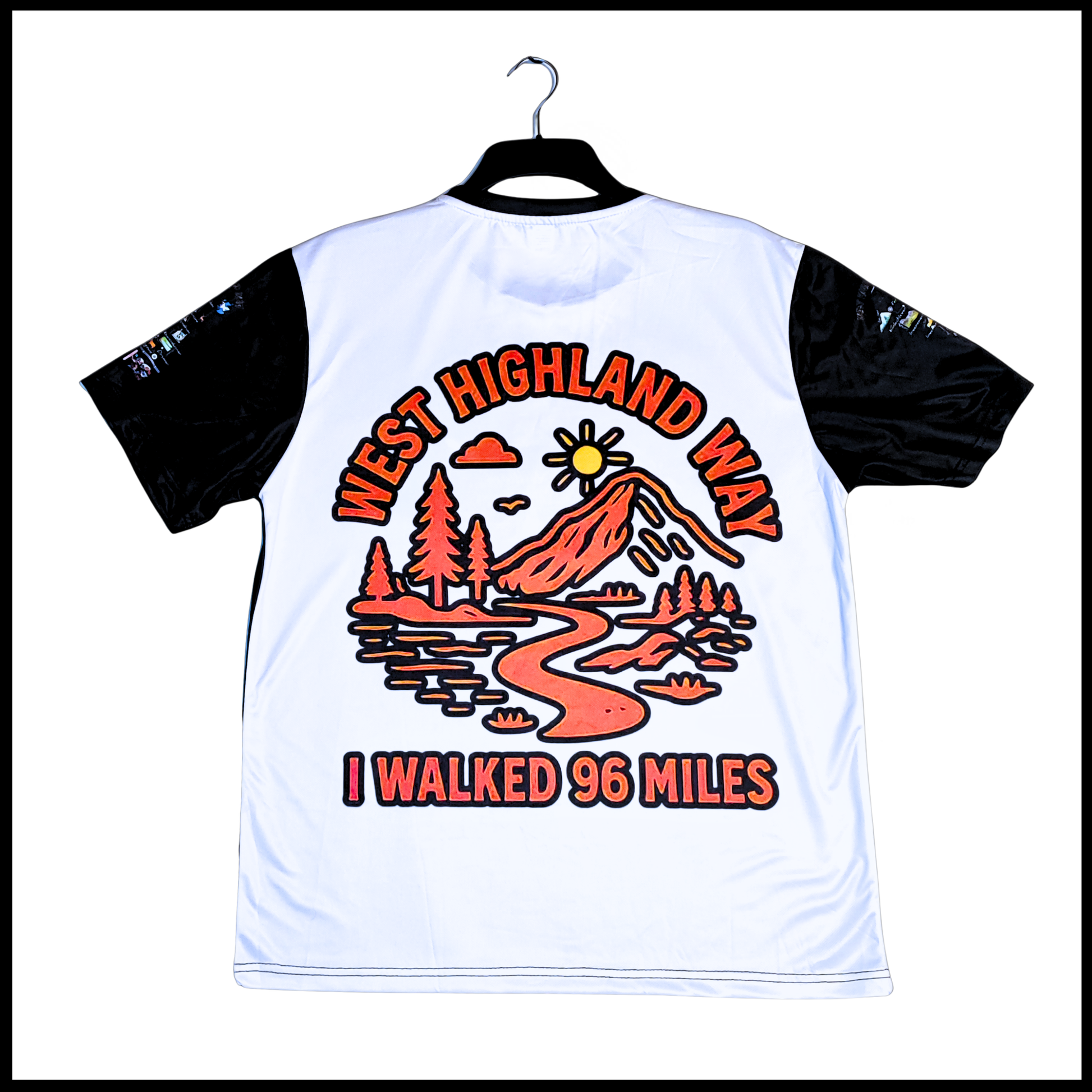 My Way on West Highland Way t-shirt back view with I Walked 96 Miles print