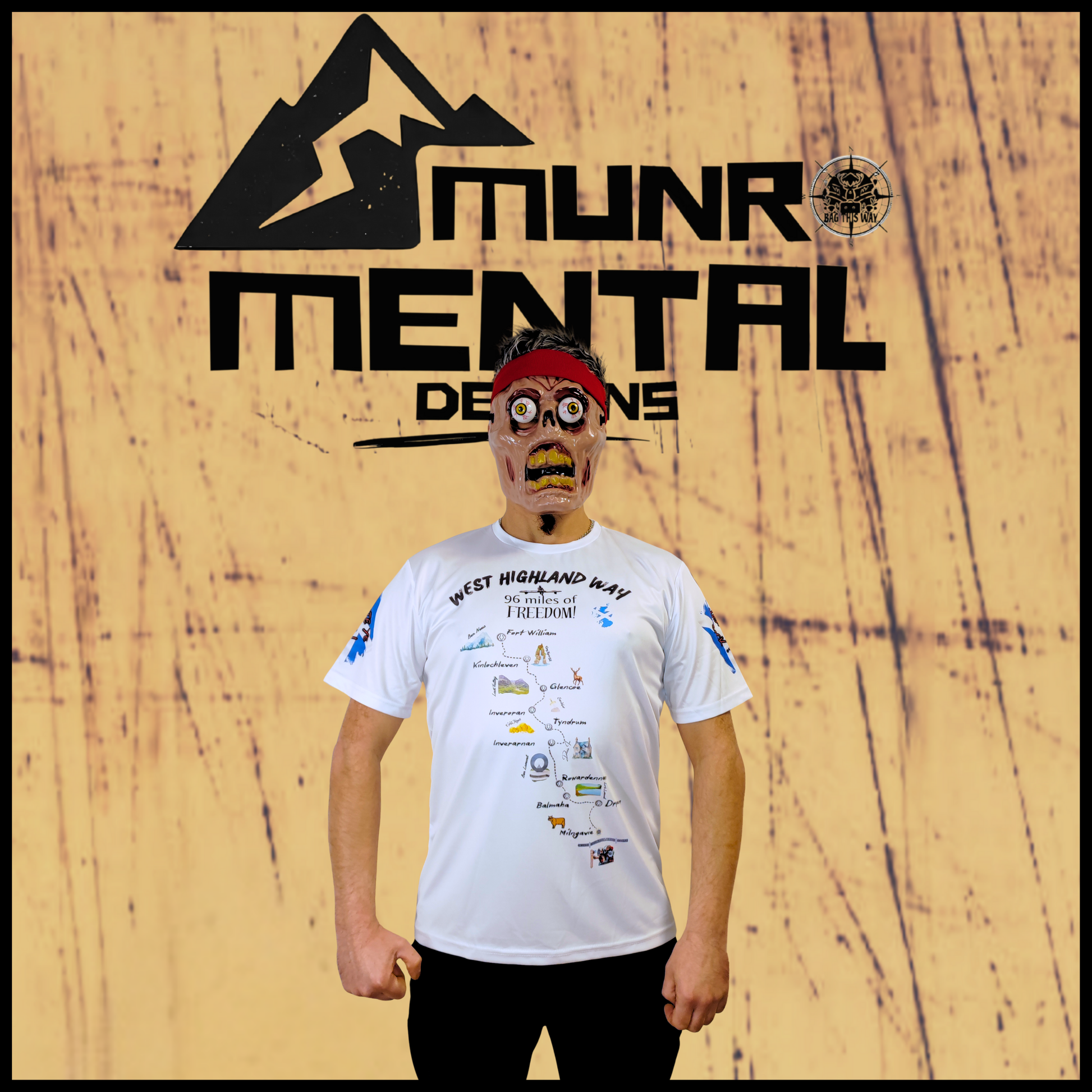 My Way on West Highland Way white t-shirt worn by model front view
