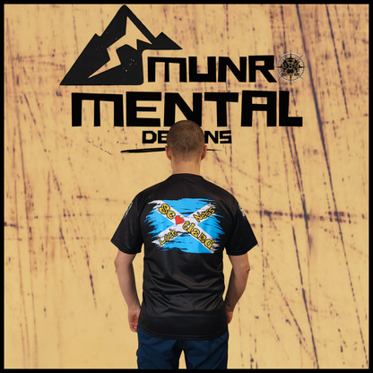 Munro Mental “Not a Loch Ness Monster” t-shirt – model back view
