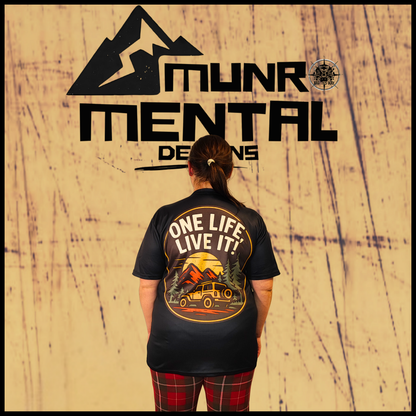 Munro Mental “One Life. Live It.” t-shirt – model back view
