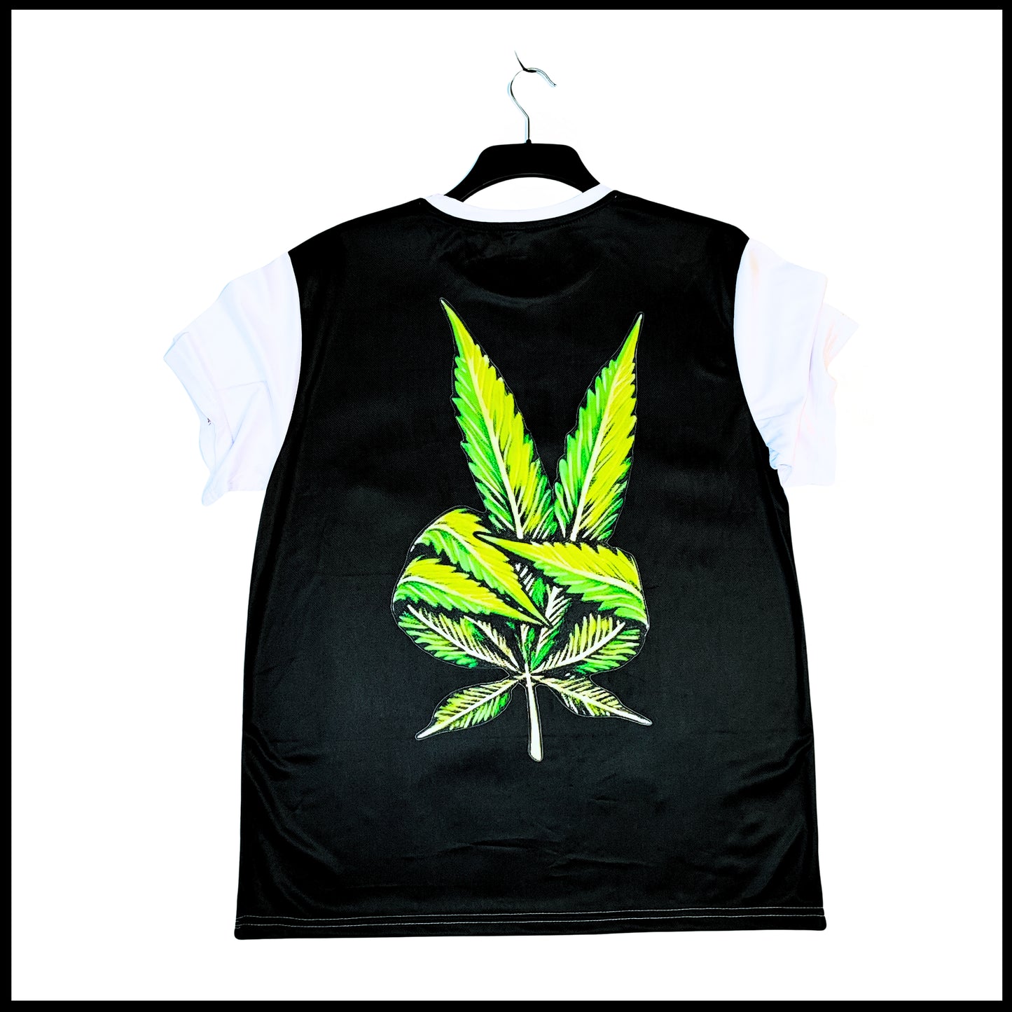 Munro Mental tshirt Origins Explained Bagpipes back view with stylised leaf artwork
