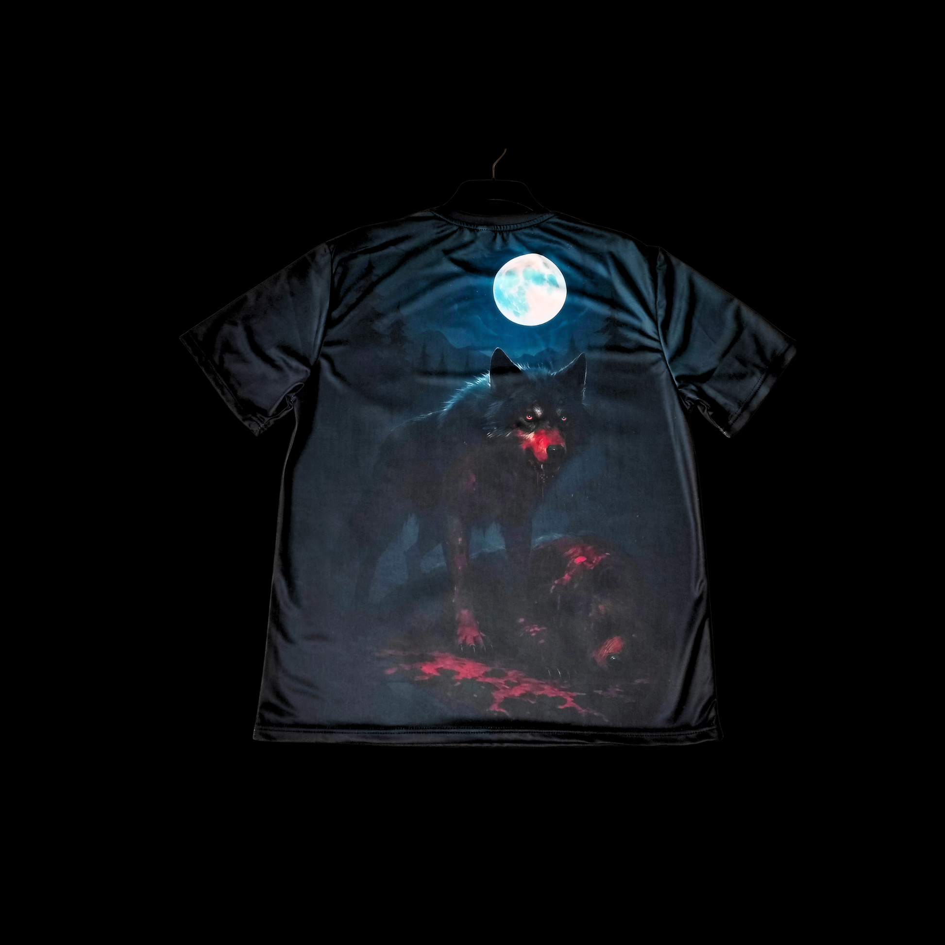 Rage of the Wolf t-shirt detail of back view
