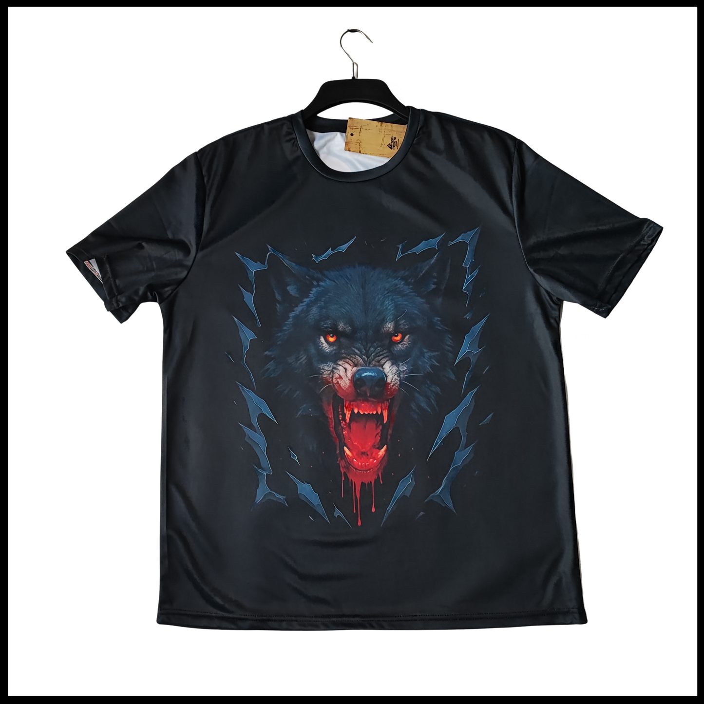 Rage of the Wolf t-shirt with aggressive wolf artwork front