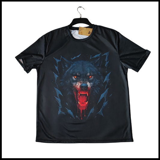 Rage of the Wolf t-shirt with aggressive wolf artwork front
