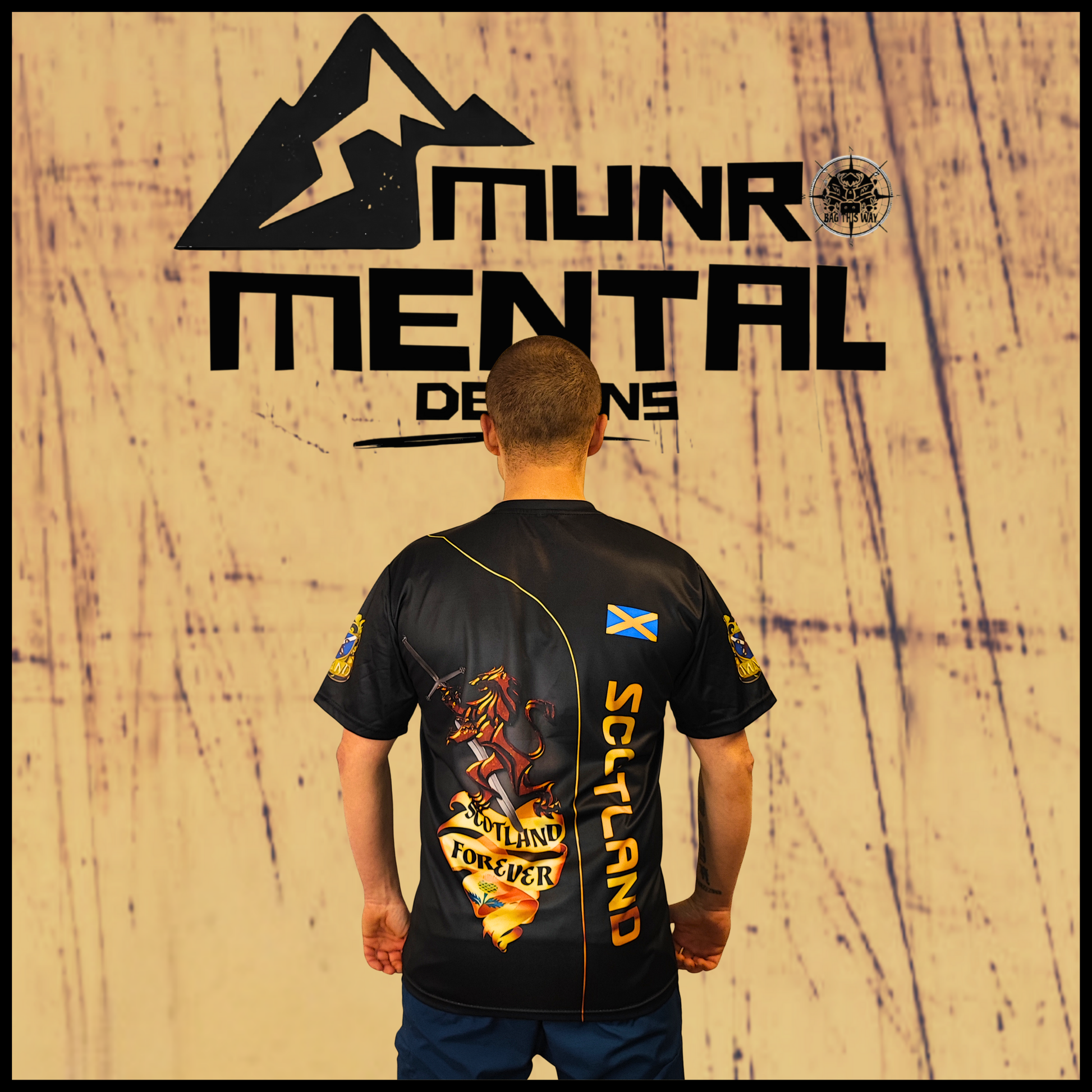 Munro Mental “Scotland Forever” t-shirt – model back view
