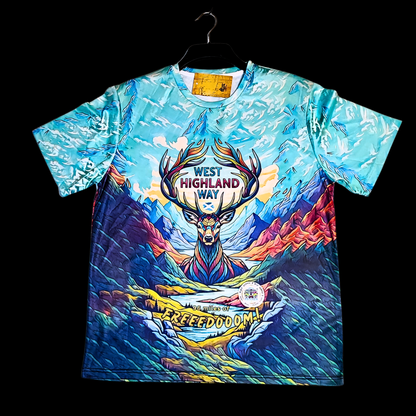 Munro Mental “Stag of Bravery” t-shirt – West Highland Way collection, front view
