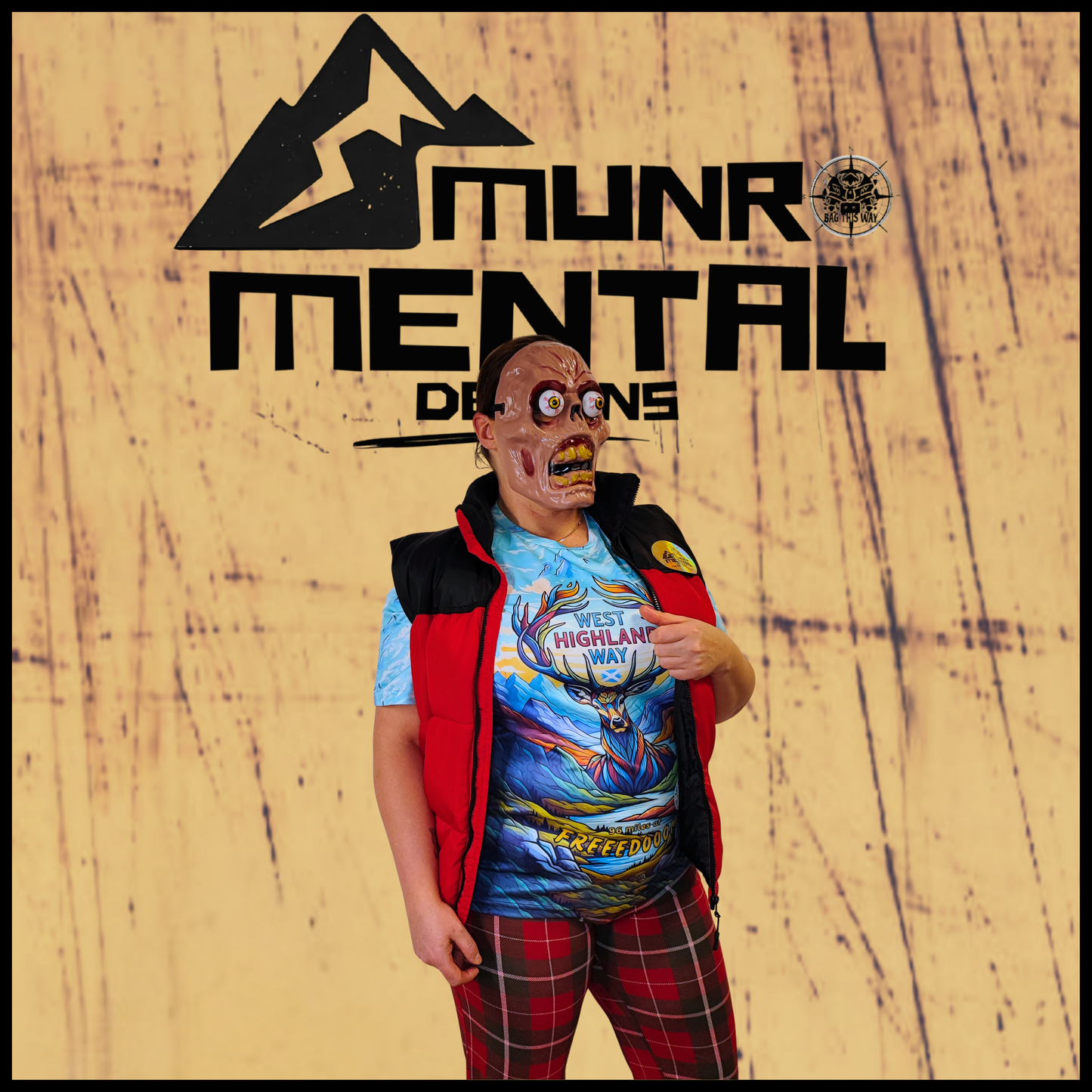 Munro Mental “Stag of Bravery” t-shirt worn by model – left side view
