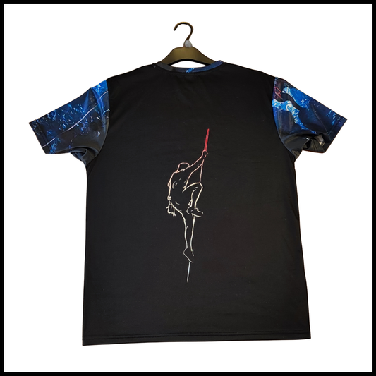 Munro Mental Tshirt The Cave back view with minimalist climber line artwork
