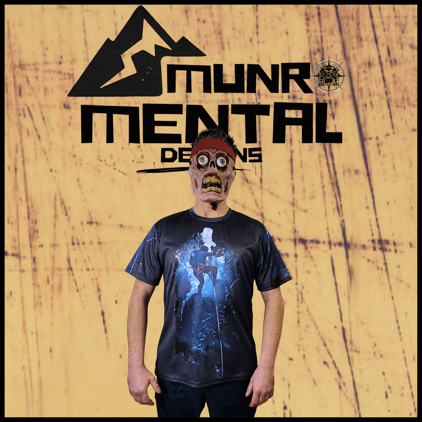 Munro Mental Tshirt The Cave worn by model front view
