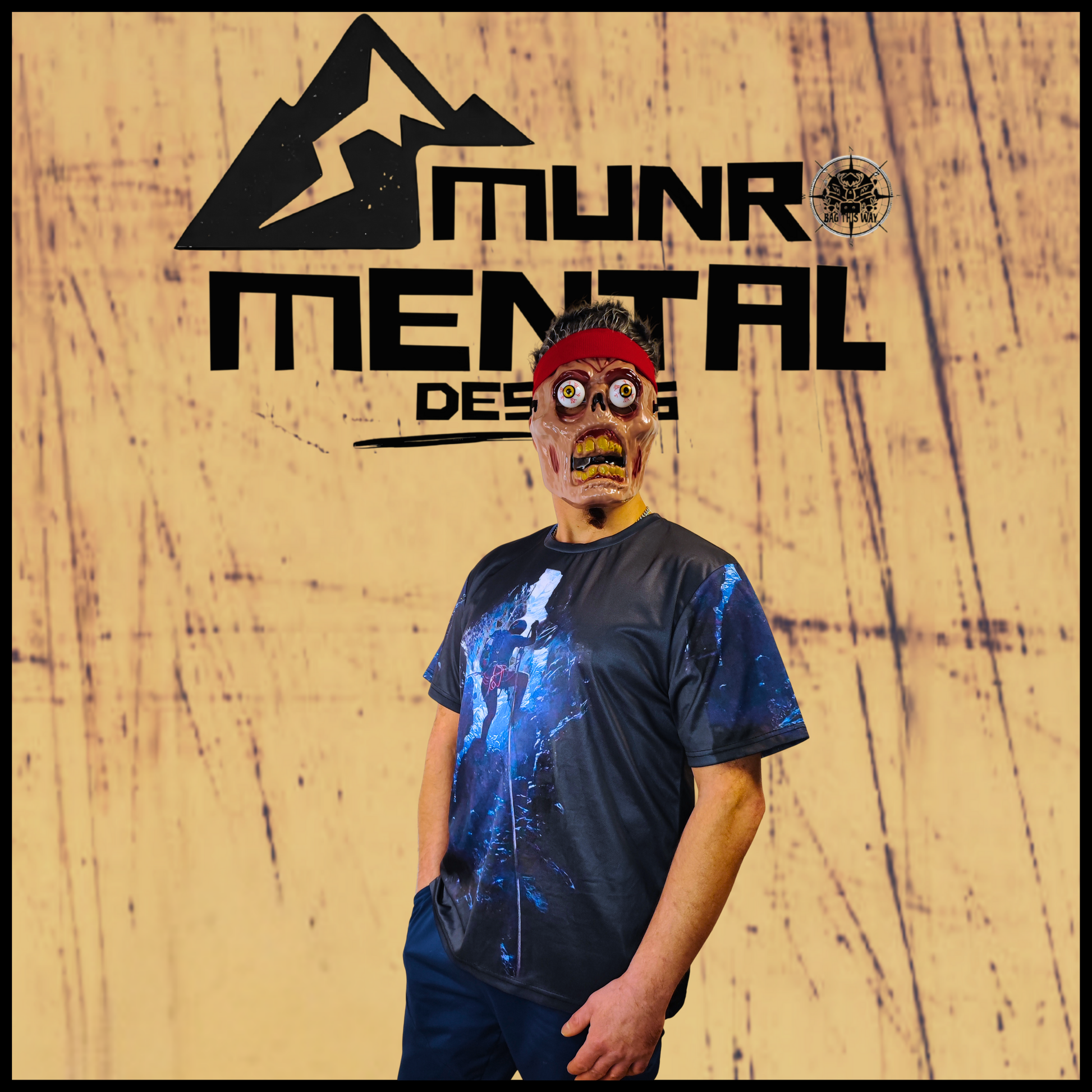 Munro Mental Tshirt The Cave worn by model right side view
