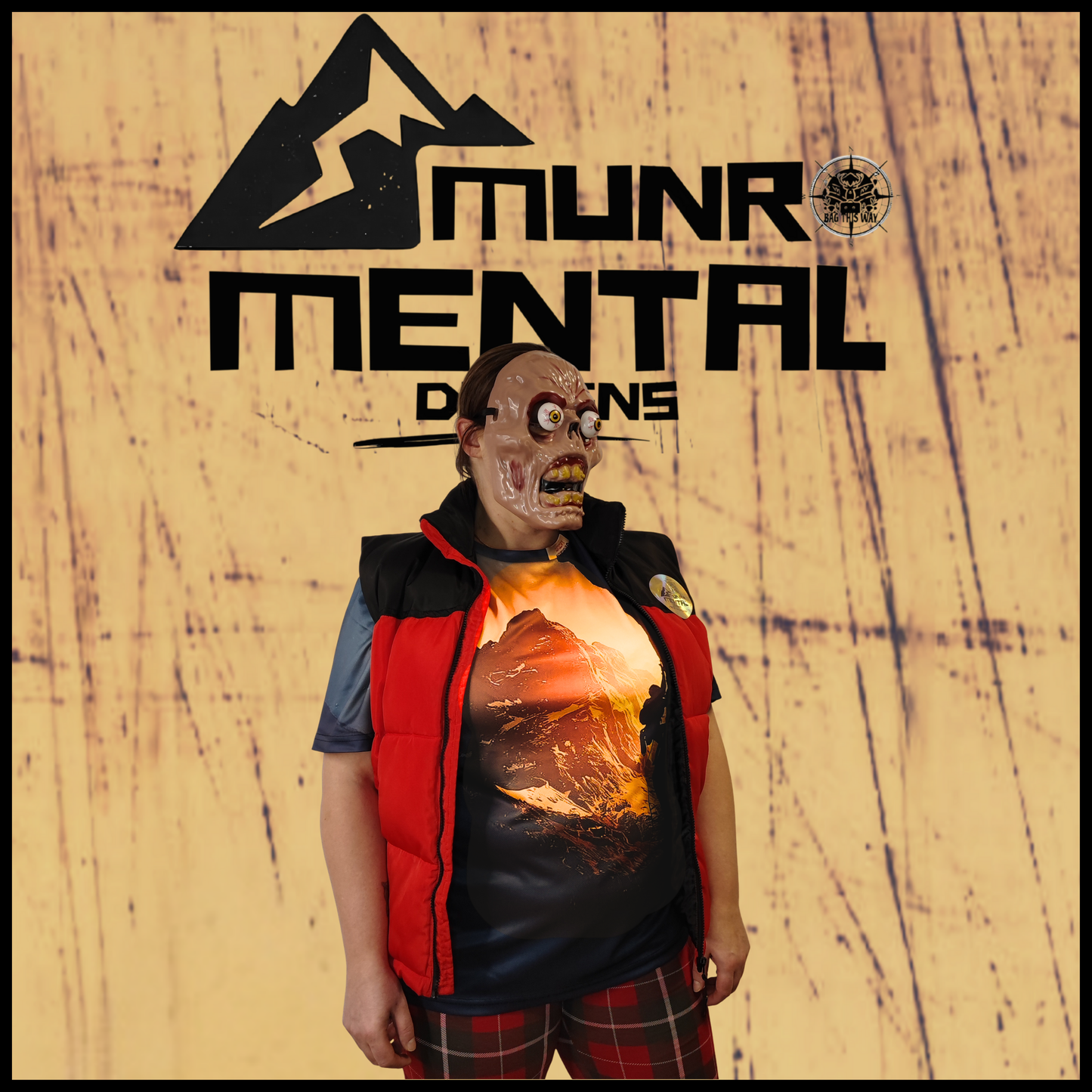 Munro Mental “The Sunrise Climber” t-shirt – model left view
