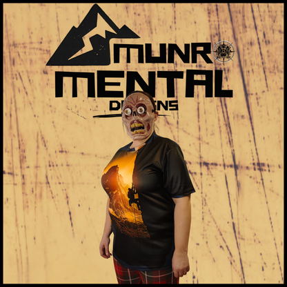Munro Mental “The Sunrise Climber” t-shirt – model right view
