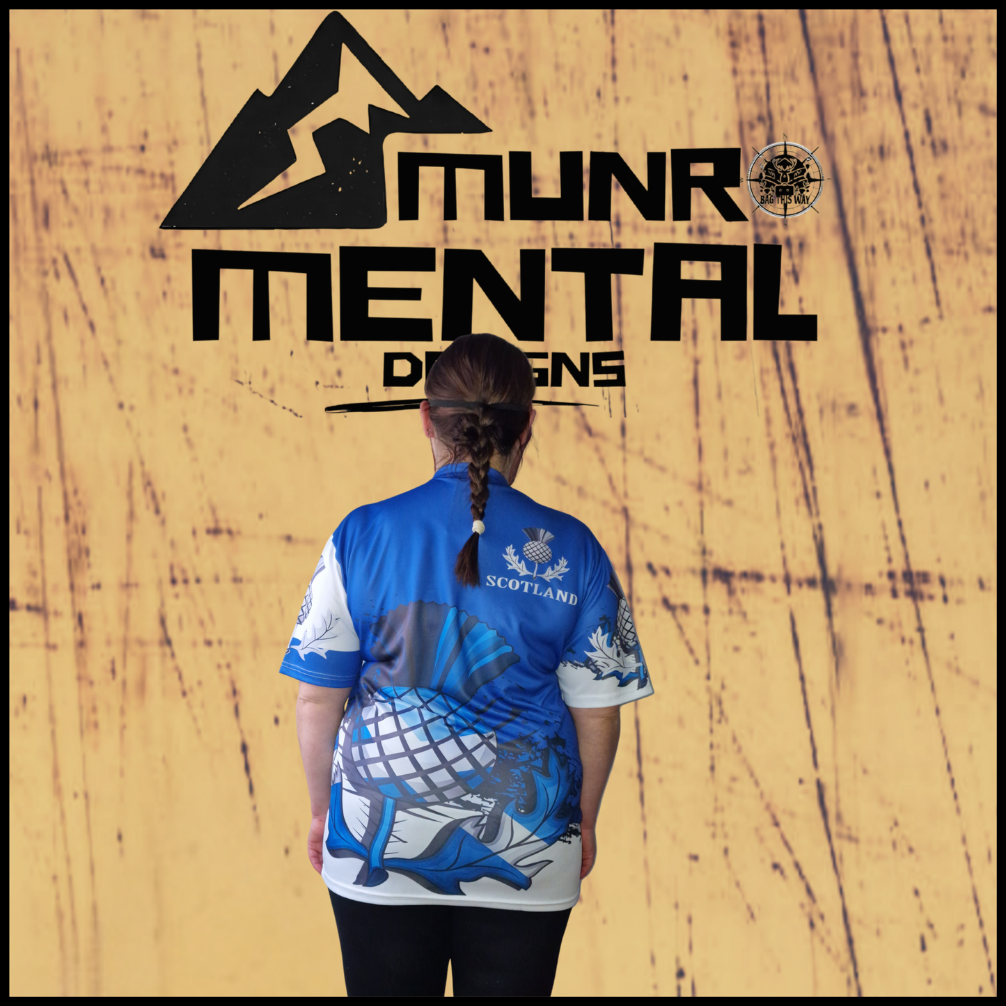 Munro Mental “The Thistle Guard” t-shirt – model back view
