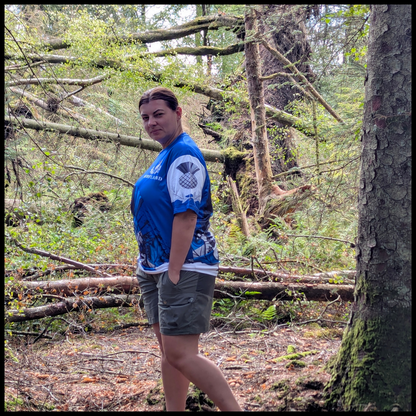Munro Mental “The Thistle Guard” t-shirt – outdoor forest left view
