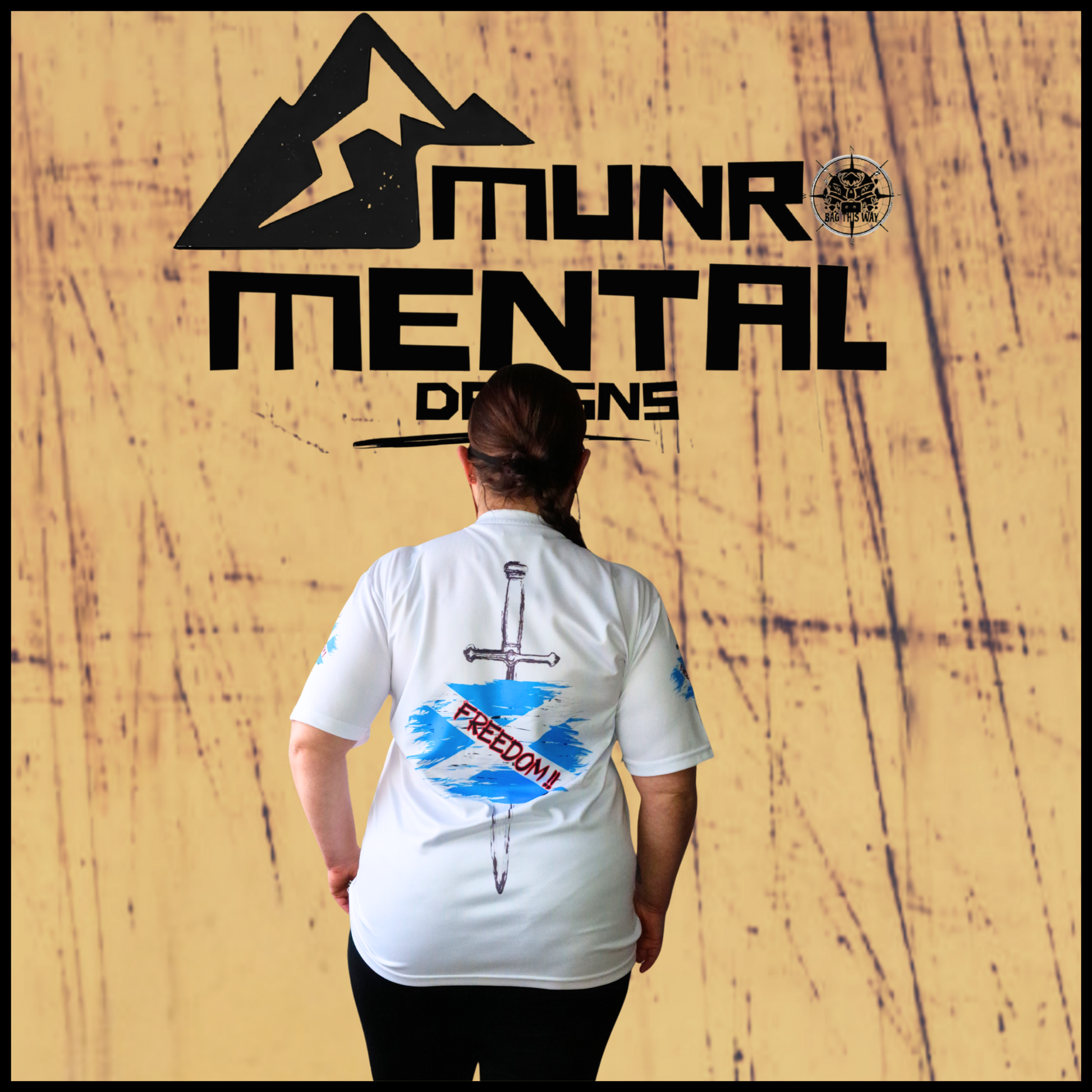 Munro Mental “Unicorn of the North” t-shirt – model back view
