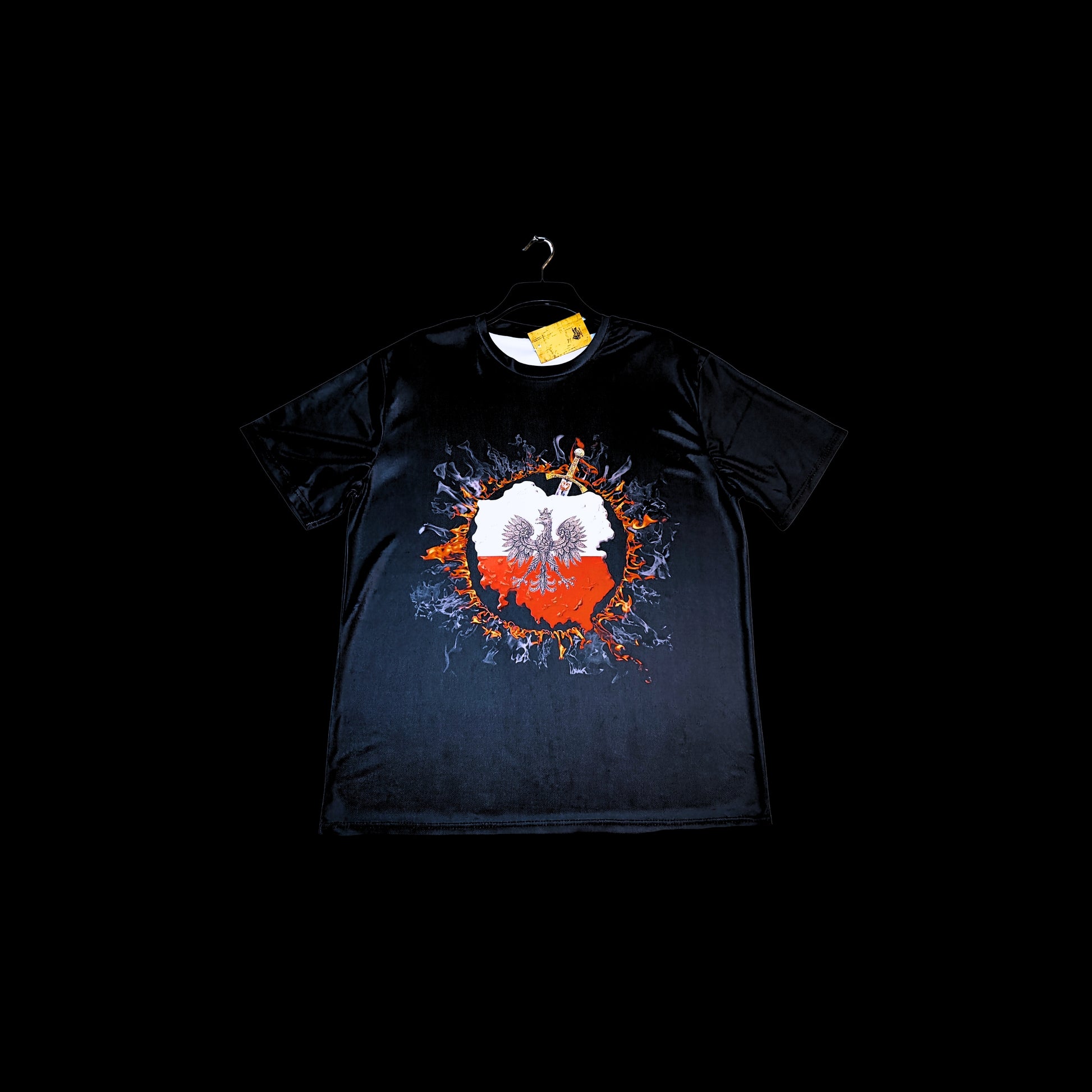 Munro Mental “White Eagle Rising” t-shirt – black – detail of front print
