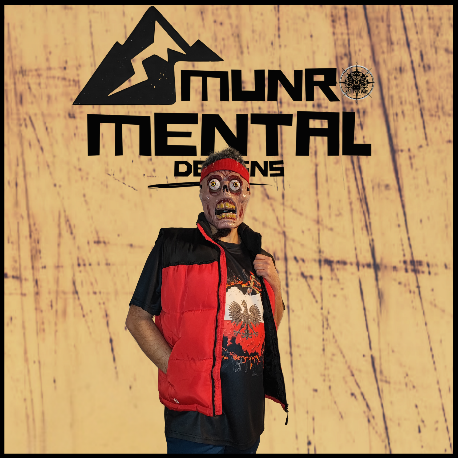 Munro Mental “White Eagle Rising” t-shirt – black – model left view
