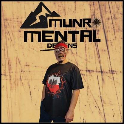 Munro Mental “White Eagle Rising” t-shirt – black – model right view
