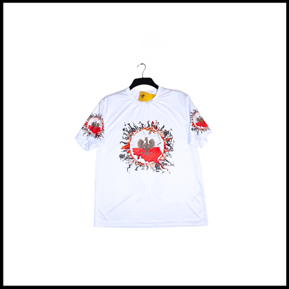 Munro Mental “White Eagle Rising” t-shirt – white – detail of front print
