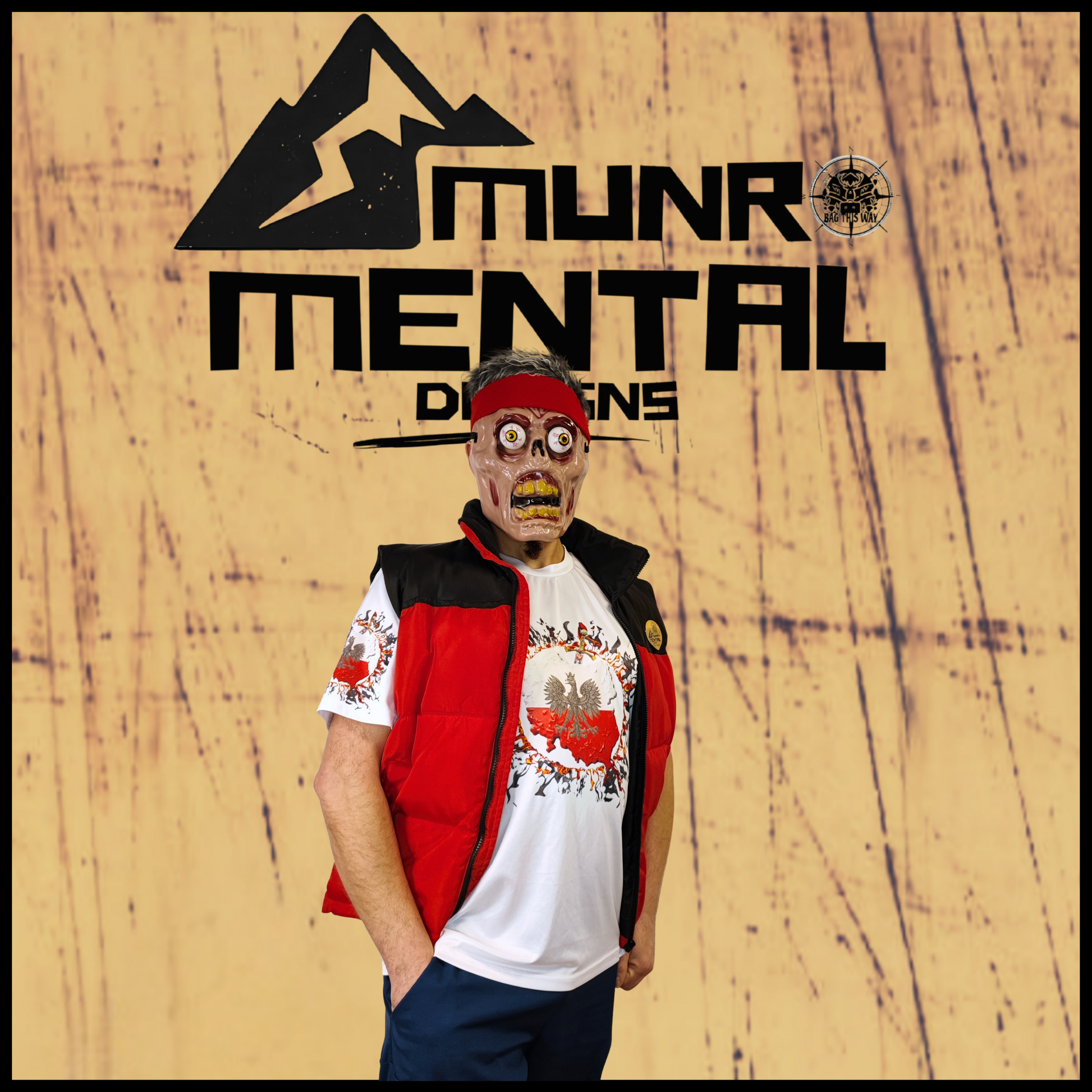 Munro Mental “White Eagle Rising” t-shirt – white – model left view
