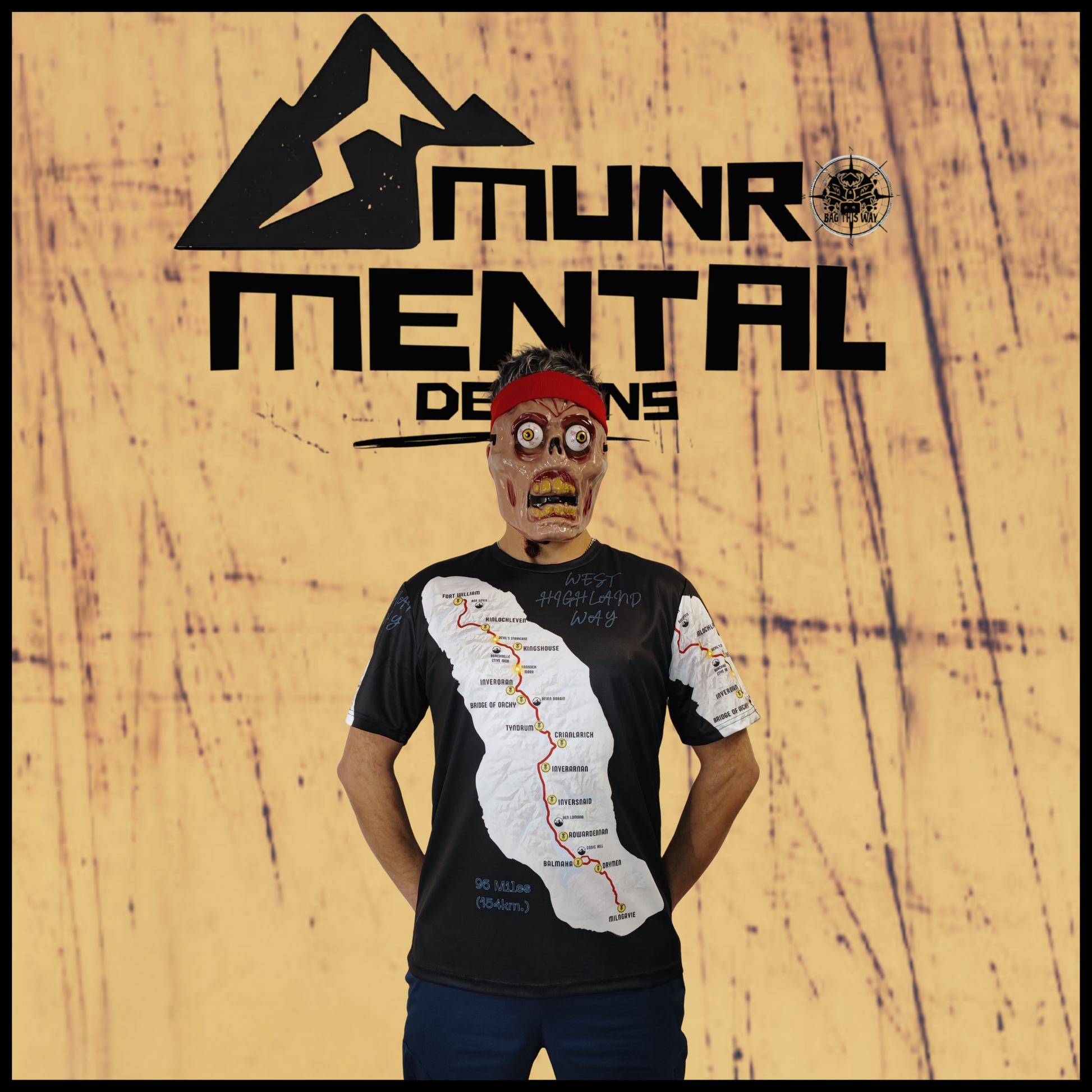 WHW Finisher black t-shirt worn by model front view – West Highland Way
