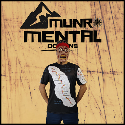 WHW Finisher black t-shirt worn by model front view – West Highland Way
