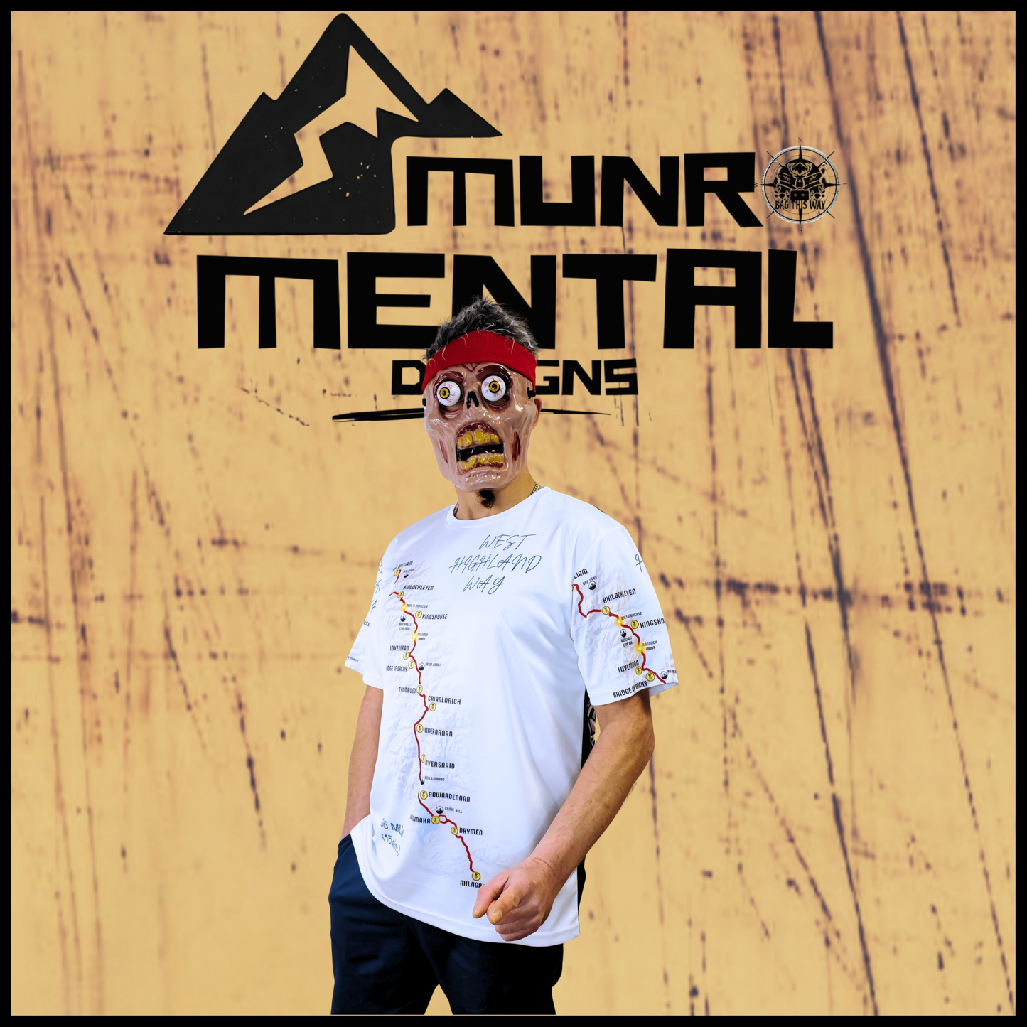 WHW Finisher white t-shirt worn by model right view