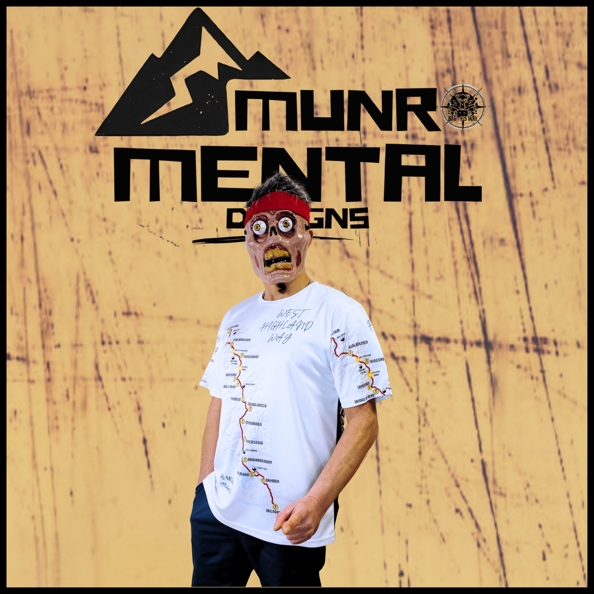 WHW Finisher white t-shirt worn by model right view